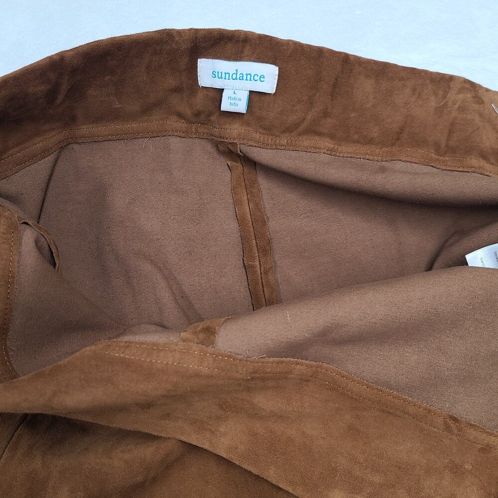 Sundance Brown 100% Leather Equestrian-style Riding Pants Suede Stretch Large - Picture 13 of 16